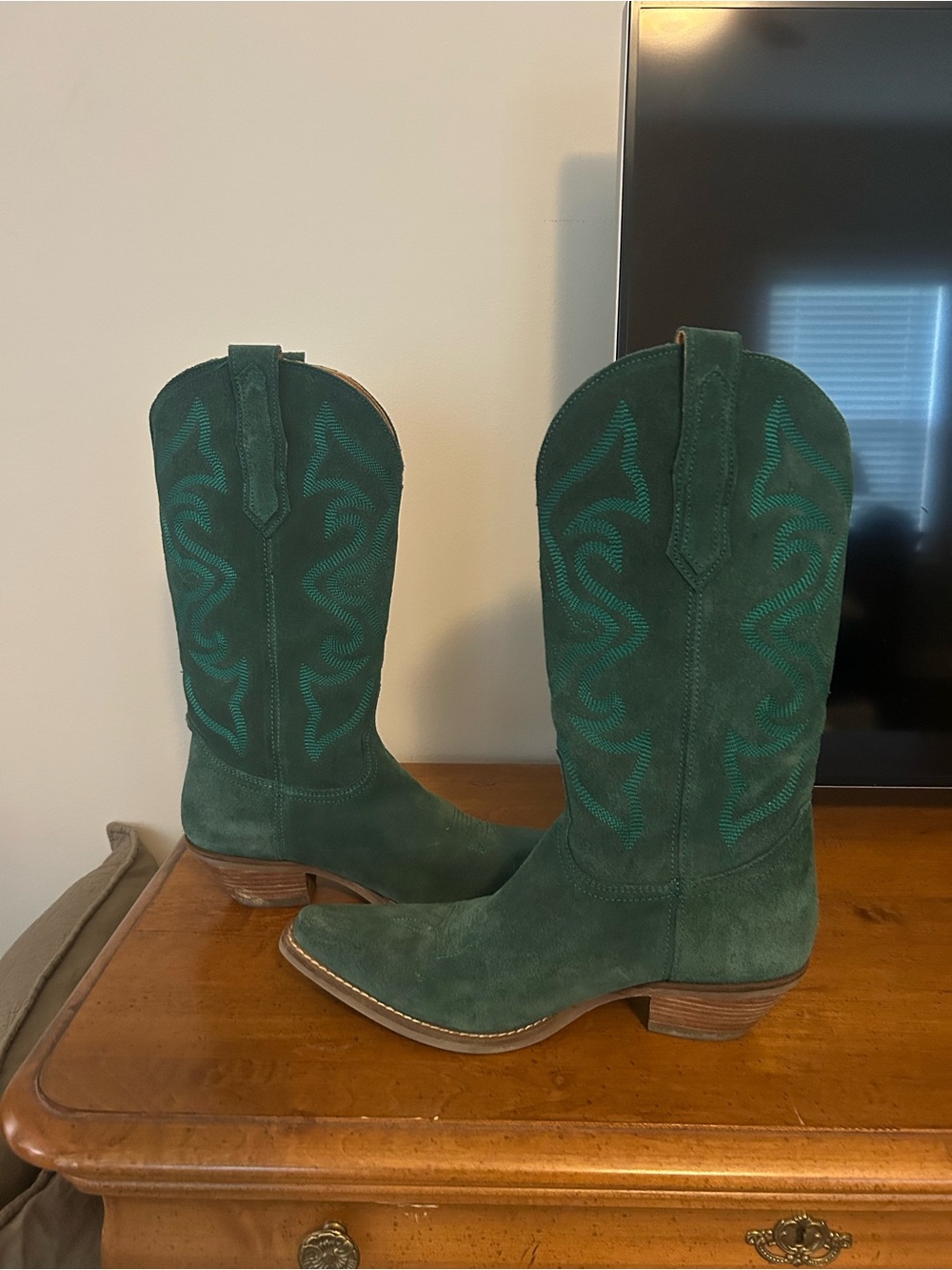 dingo Green Suede Western Cowboy Boots